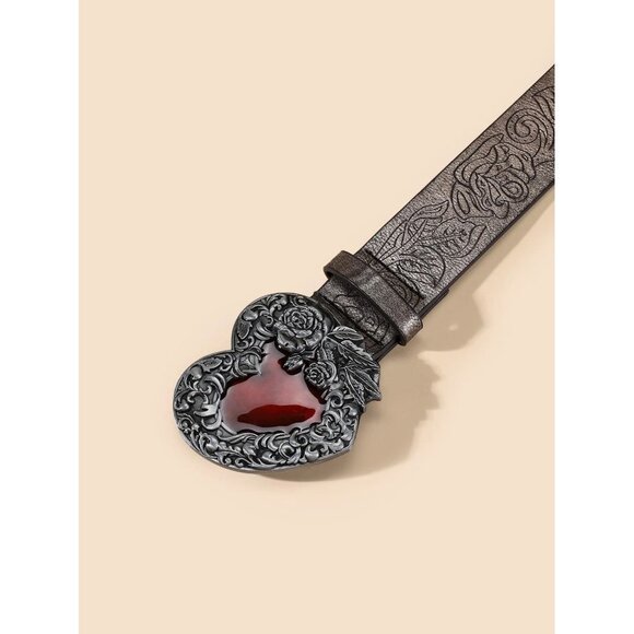 NEW SHEIN‎ Flower Detail Heart Decor Belt With Hole Punch - Picture 3 of 7